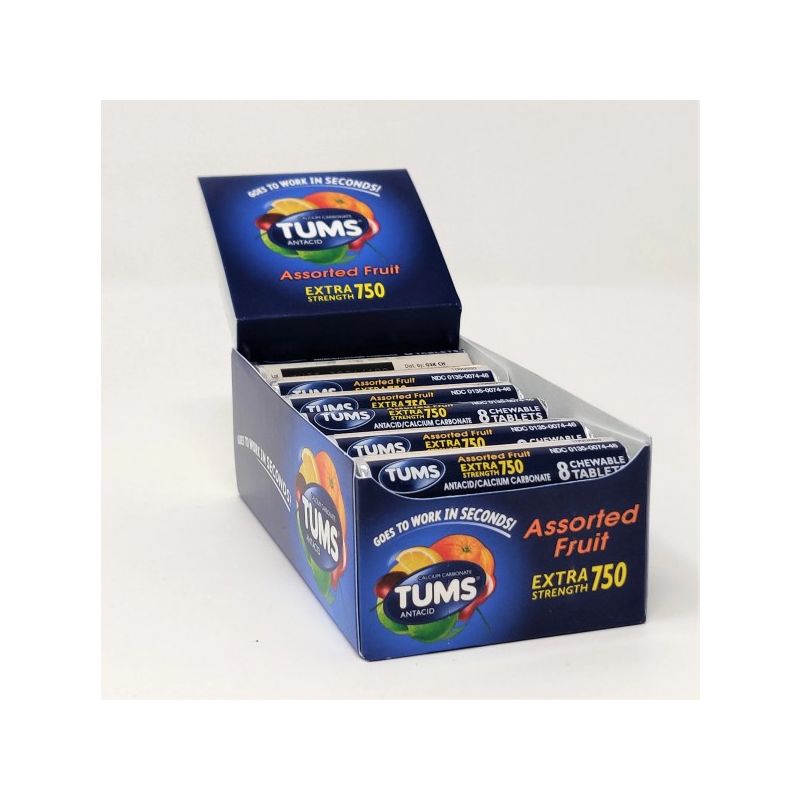 TUMS ASSORTED FRUIT EXTRA STRENGTH 750 12/8 CT