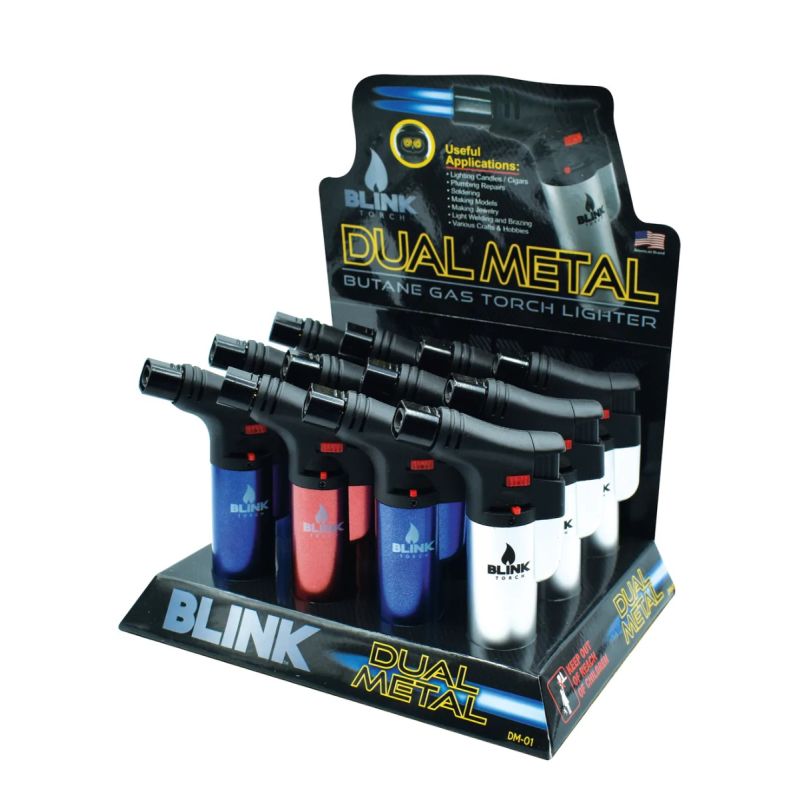 BLINK LARGE DOUBLE FLAME TORCH  METALLIC 12 CT