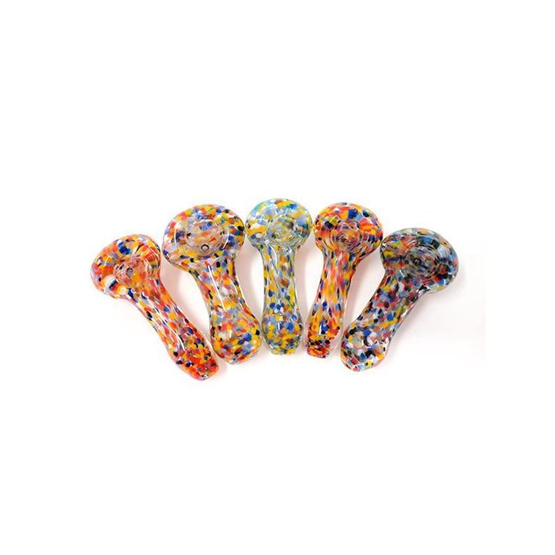 2.5 INCH DOTTED COLOR INSIDE OUT GLASS PIPE 5 PC/SET