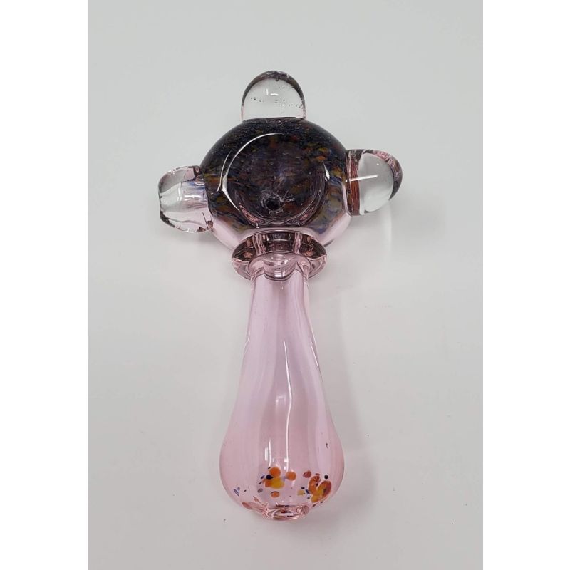 4 INCH PYREX PINK TUBE GLASS PIPE WITH MARBLE