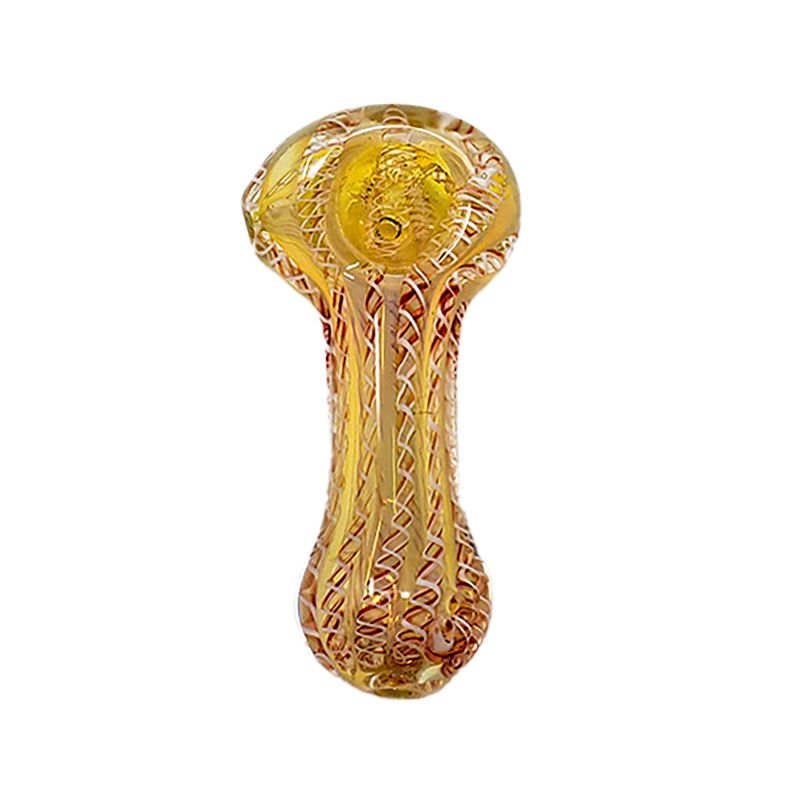3 INCH PYREX SILVER FUME GLASS PIPE WITH SNAKE STRUCTURE