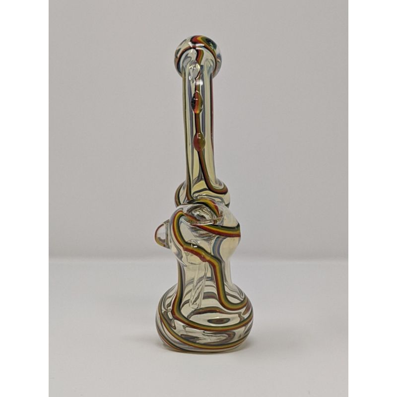 7 INCH GLASS RASTA COLOUR SILVER FUMED BUBBLER