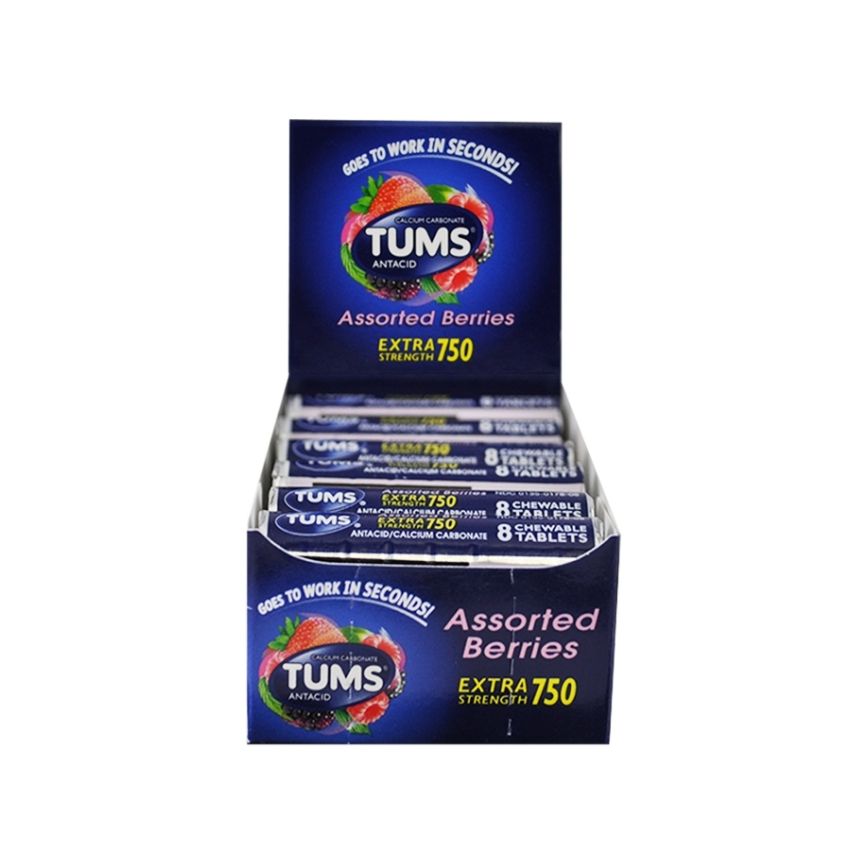 TUMS ASSORTED BERRIES EXTRA STRENGTH 750 12/8 CT