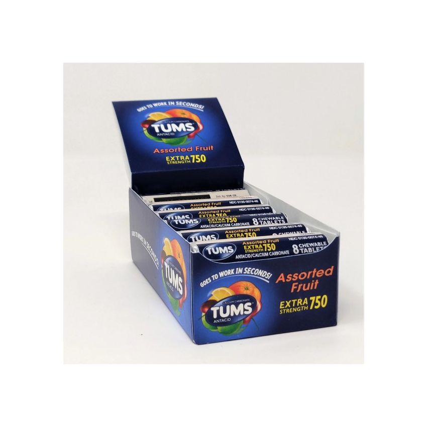 TUMS ASSORTED FRUIT EXTRA STRENGTH 750 12/8 CT