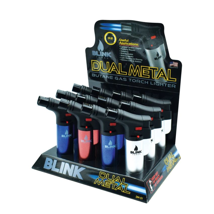 BLINK LARGE DOUBLE FLAME TORCH  METALLIC 12 CT