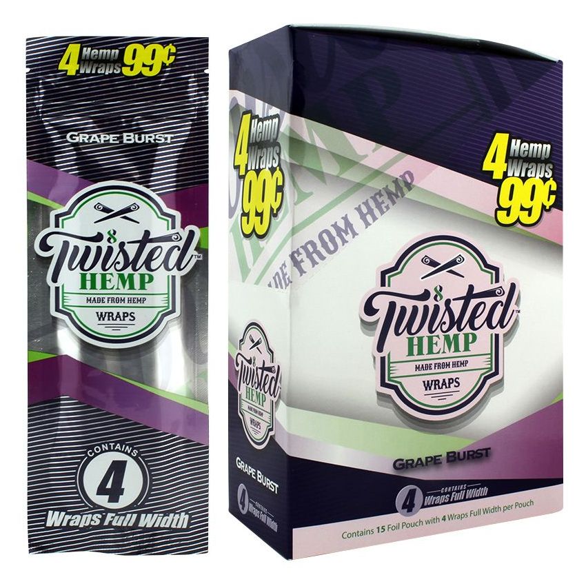TWISTED HEMP WRAPS 15 FOIL POUCH WITH 4 WRAPS FULL WIDTH