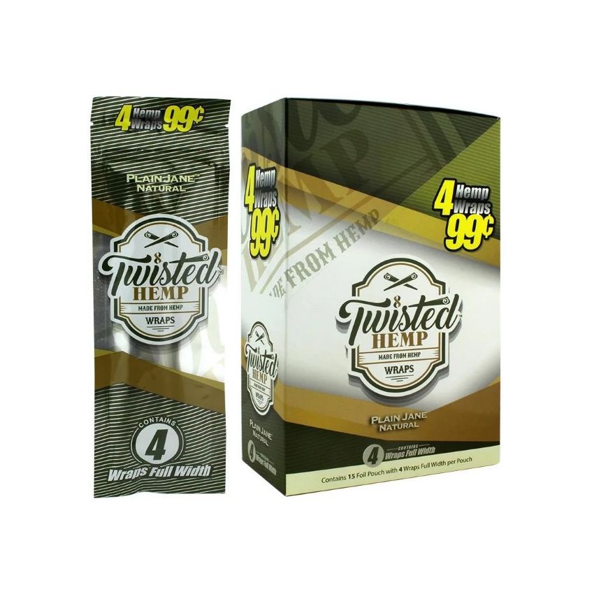 TWISTED HEMP WRAPS 15 FOIL POUCH WITH 4 WRAPS FULL WIDTH