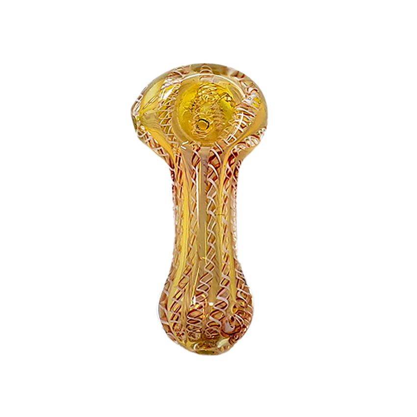 3 INCH PYREX SILVER FUME GLASS PIPE WITH SNAKE STRUCTURE