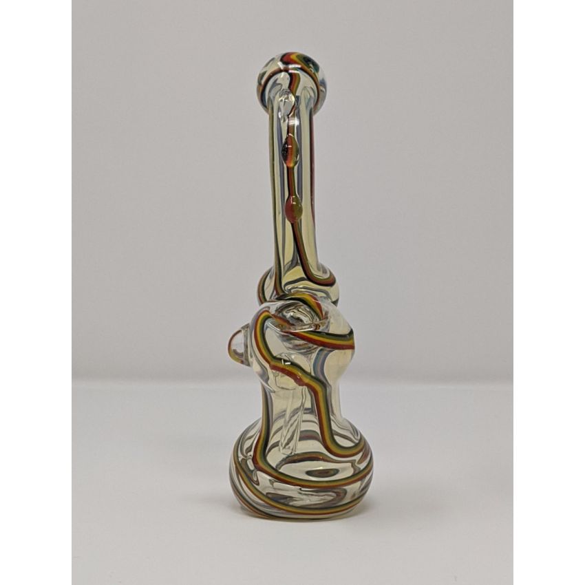 7 INCH GLASS RASTA COLOUR SILVER FUMED BUBBLER