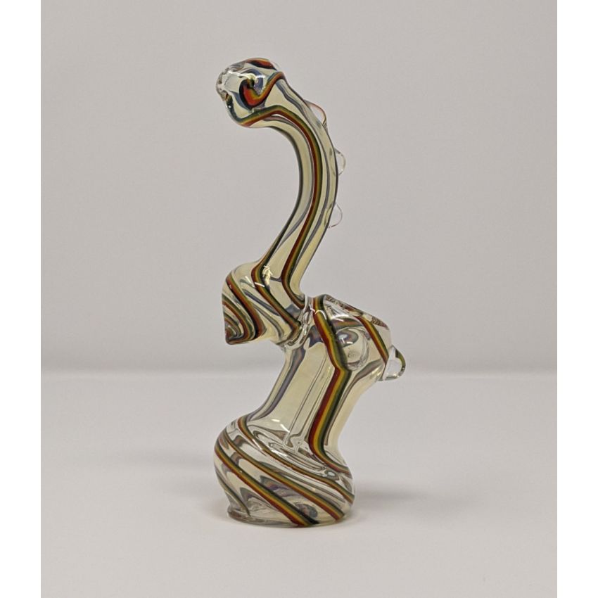 7 INCH GLASS RASTA COLOUR SILVER FUMED BUBBLER