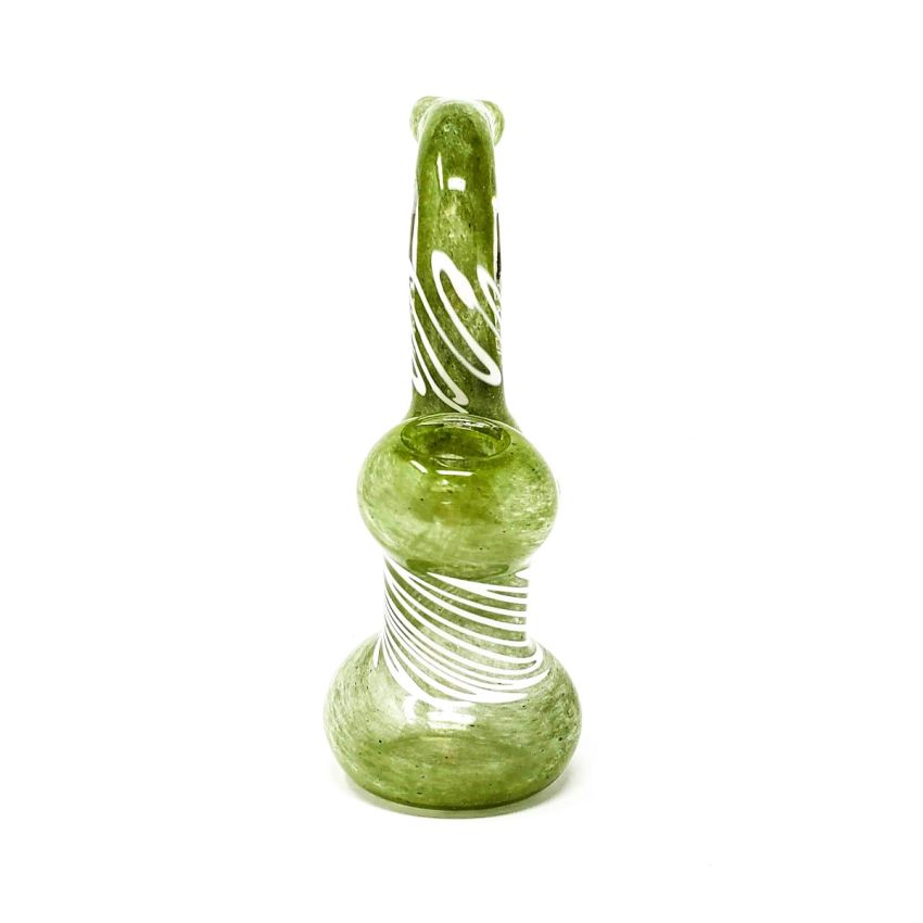 7 INCH INSIDE COLOUR GLASS BUBBLER WITH WHITE PATTI